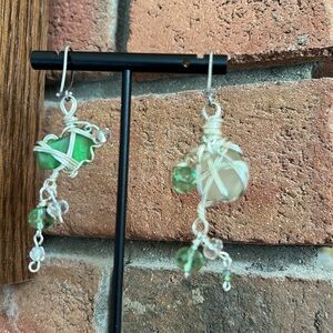 Beach Glass/Silver Wire Earrings